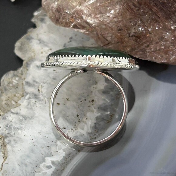 Sterling Silver Southwestern Style Malachite Heart Shape Ring Size 10 For Women - Picture 8 of 10